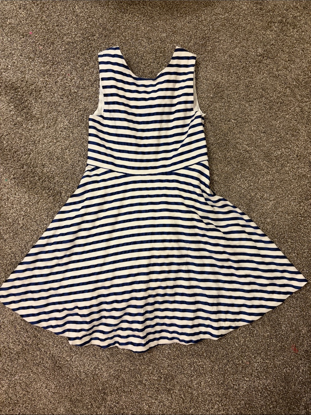 Jacadi Navy and White Striped Sleeveless Flared Dress